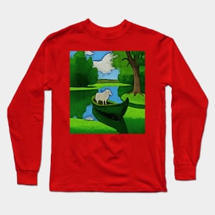 Watercolor Saint Patrick's Galway sheep on boat Long Sleeve T-Shirt